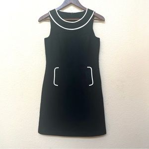 Ann Taylor LOFT Petites Black White Basketweave Sleeveless Retro Dress G-4